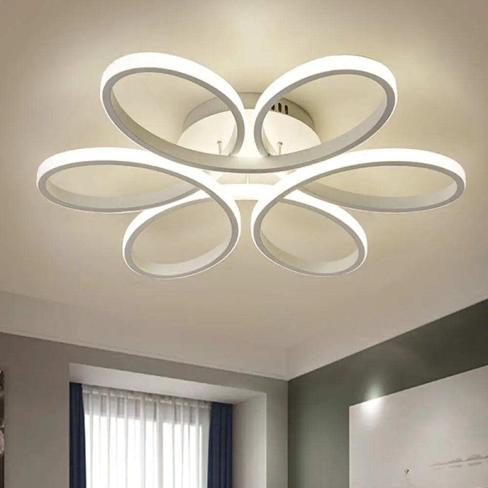 DecorBites™ DecorBites™ Modern Metal Blooming Flower Hotel Ceiling Light Fixture LED Semi Flush Mount - Warm/White Light, 23"/29" Wide