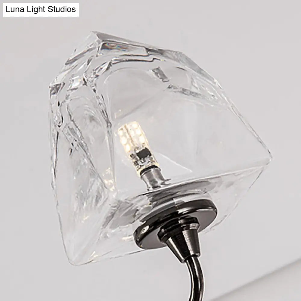 DecorBites™ DecorBites™ Modern Metal Curved Wall Sconce with Bell Glass Shade in Black Finish - 2 Lights