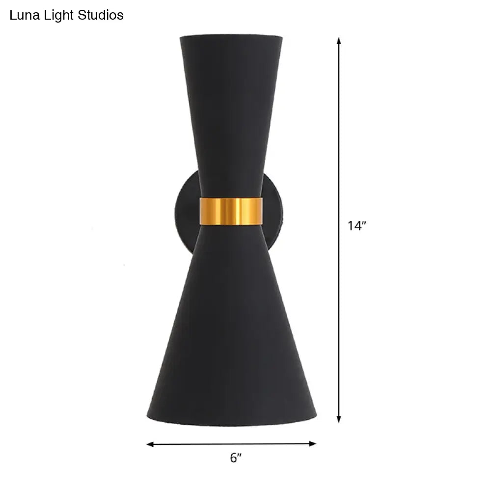 DecorBites™ DecorBites™ Modern Metal Flare Sconce with 2 Bulbs for Bedroom Wall Mount in Black