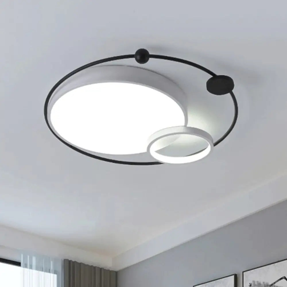 DecorBites™ DecorBites™ Modern Metal LED Flush Ceiling Light Fixture, Planet Shaped, for Bedroom