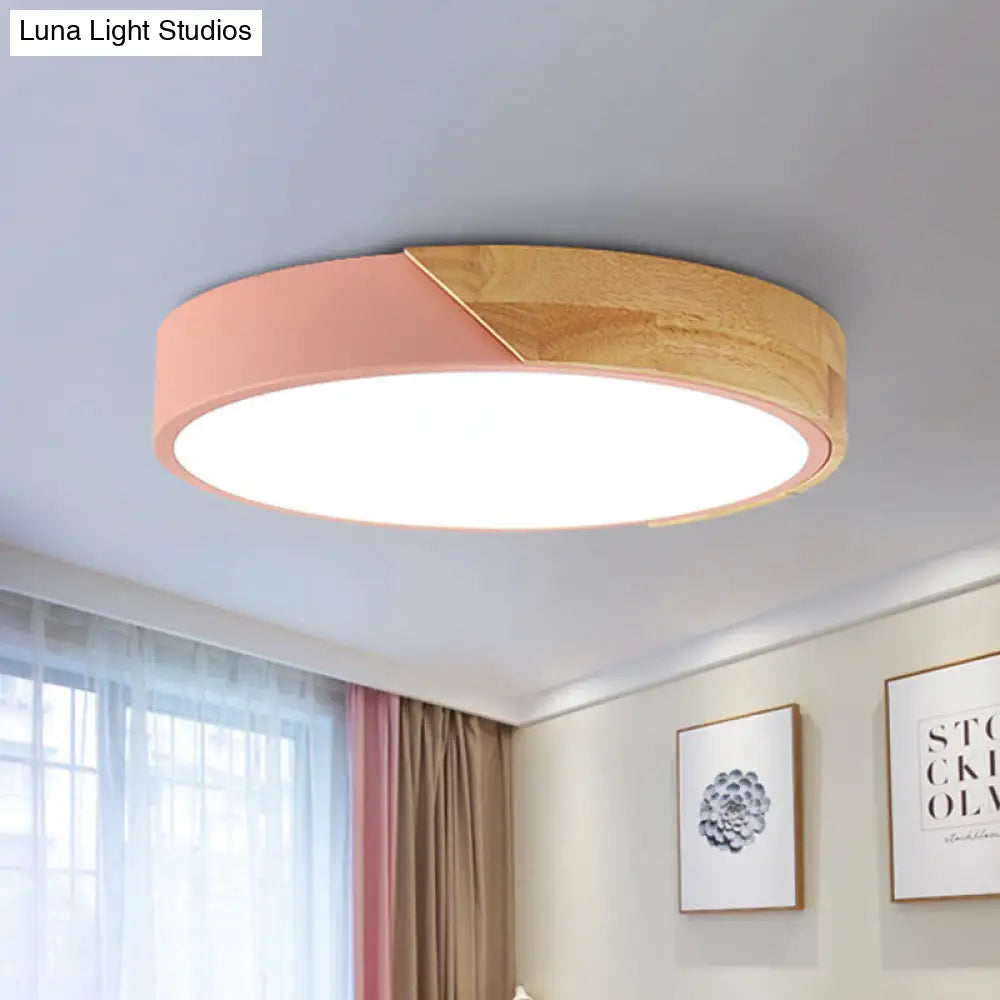 DecorBites™ DecorBites™ Modern Metal LED Flush Light in Pink/White with Acrylic Diffuser, Ceiling Mounted, Round Design - 12"/16"/19.5" Wide
