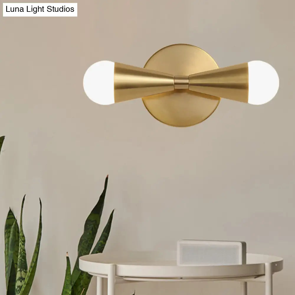 DecorBites™ DecorBites™ Modern Metal Sconce Light Fixture with Flared Design - Ideal for Living Room, Brass Finish, 2 Lights