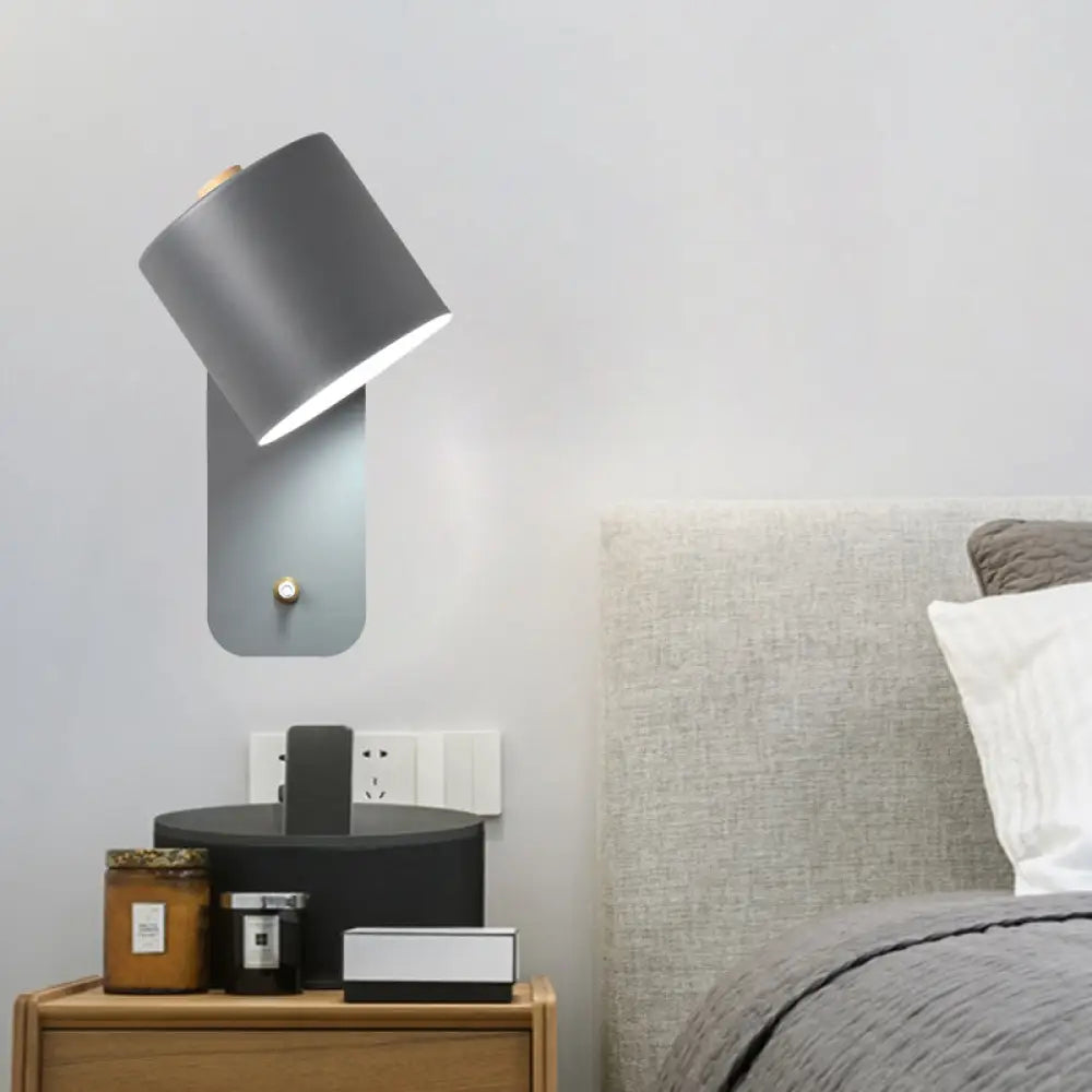 DecorBites™ DecorBites™ Modern Metal Wall Sconce with Grey/Green Tube Bulb and Rectangle Backplate