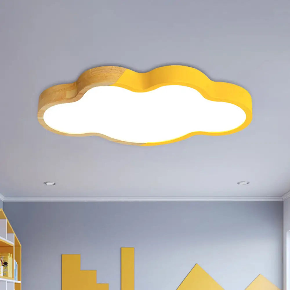 DecorBites™ DecorBites™ Modern Metallic Cloud LED Ceiling Fixture for Great Room - White/Yellow/Green Flush Mount Light
