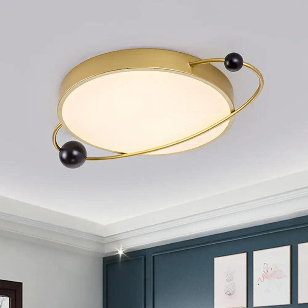 DecorBites™ DecorBites™ Modern Metallic LED Flush Mount Ceiling Light with Planet Shaped Design and Acrylic Diffuser - Ideal for Living Rooms