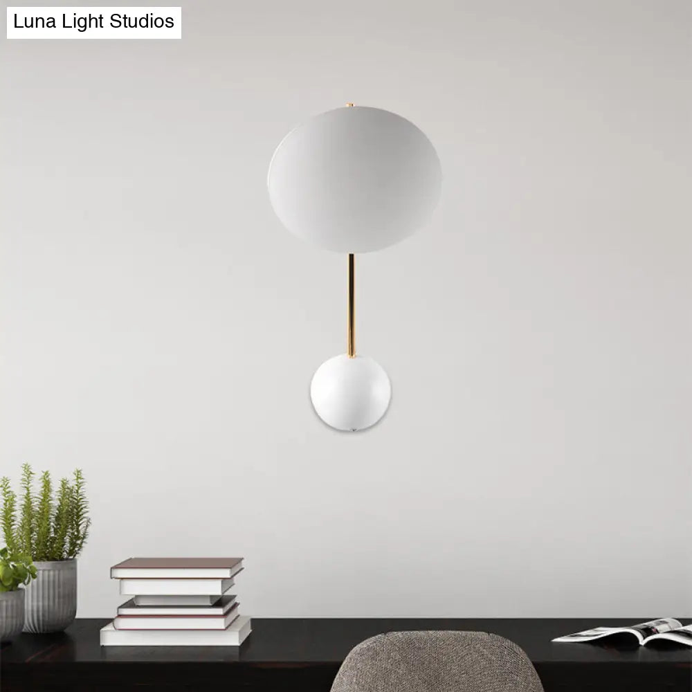 DecorBites™ DecorBites™ Modern Metallic LED Wall Sconce with White Disk Reading Light and Semicircle Backplate