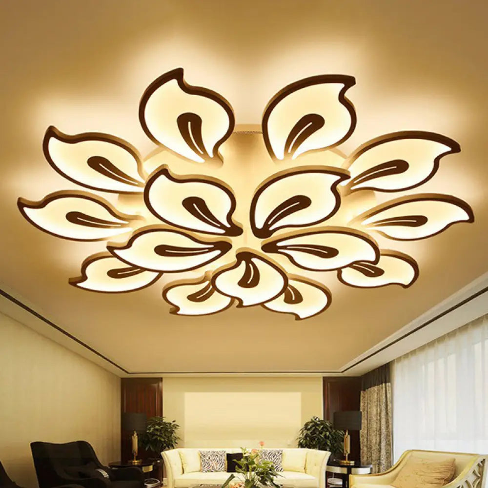 DecorBites™ DecorBites™ Modern Metallic White LED Semi Flush Mount Ceiling Light Fixture - Blossom Style