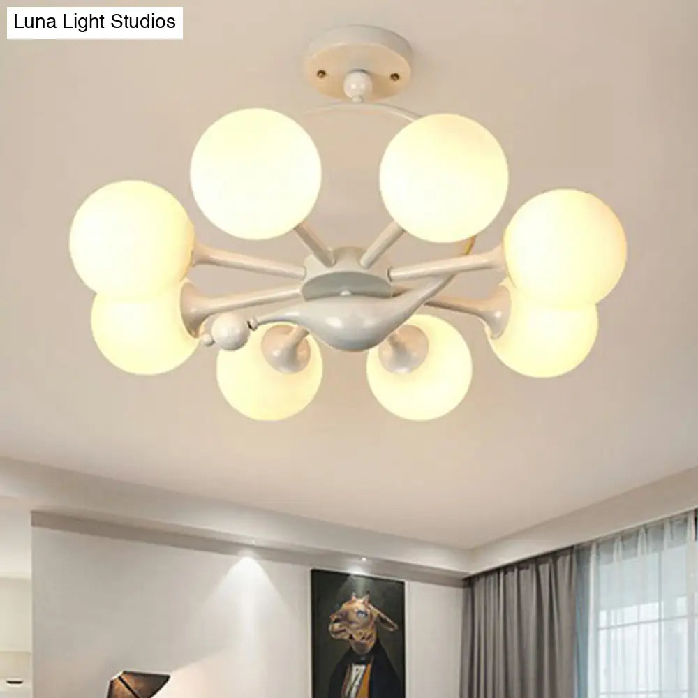 DecorBites™ DecorBites™ Modern Milk Glass Dining Room Ceiling Light - Spherical Semi Flush Mount Fixture