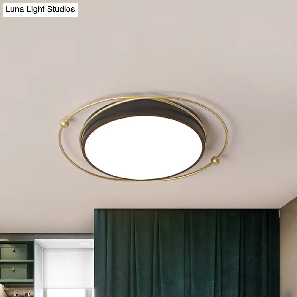 DecorBites™ DecorBites™ Modern Orbital Metal Flush Mount LED Ceiling Light in Black-Gold, Warm/White - 16"/19.5" Wide