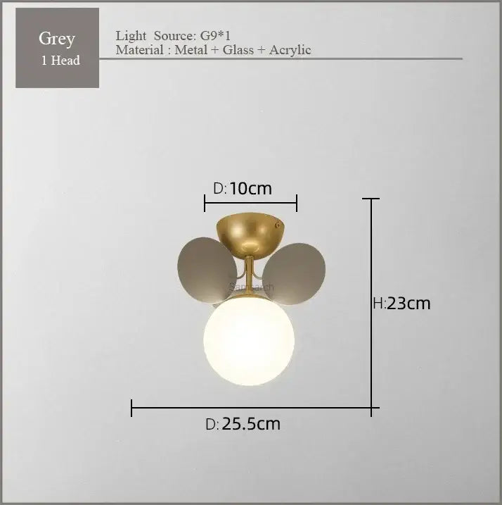 Modern pastel spherical frost glass ceiling chandelier with brass base and matte grey glass discs for bedroom decorbites frost glass