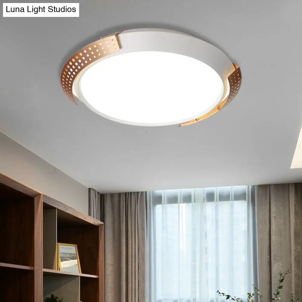 DecorBites™ DecorBites™ Modern Pink/Gold Hollow Metal Ceiling Fixture - 16"/19.5" Round Flush Mount Light for Bedroom