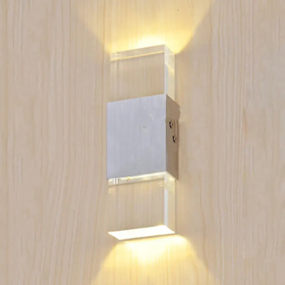DecorBites™ DecorBites™ Modern Rectangular Acrylic LED Wall Sconce in Silver - Warm/White Light