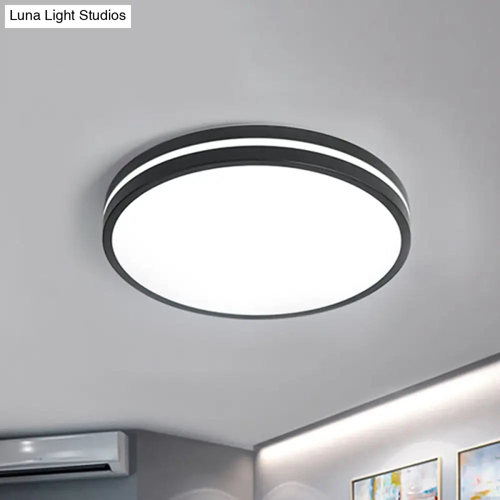 DecorBites™ DecorBites™ Modern Round Flush Mount Acrylic LED Light Fixture - Black Finish with Recessed Diffuser, White Light, 16"/19.5" Wide