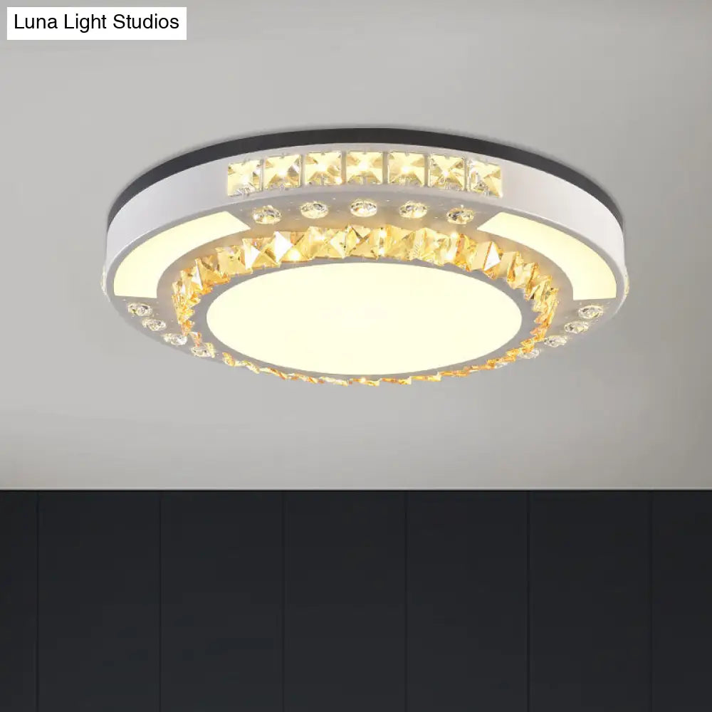 DecorBites™ DecorBites™ Modern Round LED Crystal Block Ceiling Lamp in White for Living Room