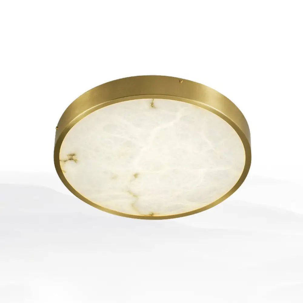 DecorBites™ DecorBites™ Modern Round LED Flush Mount Ceiling Light with Marble Accents - Brass Finish