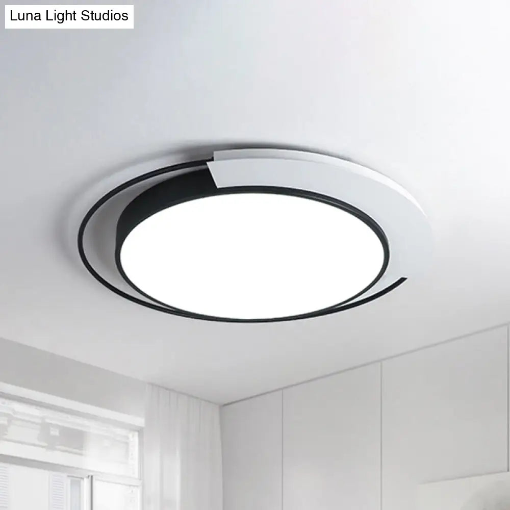 DecorBites™ DecorBites™ Modern Round Metal Ceiling Flush Light: White/Black LED, Bedroom Lighting, 18"/21.5" W