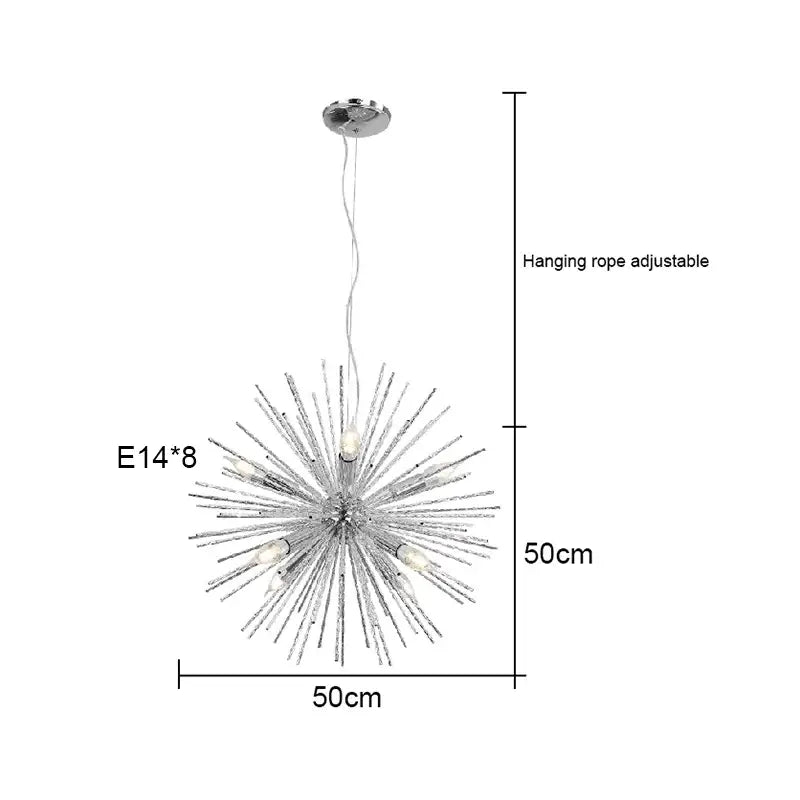 Modern silver dandelion sea urchin chandelier with eight e14 bulbs for dining room decorbites dandelion sea light
