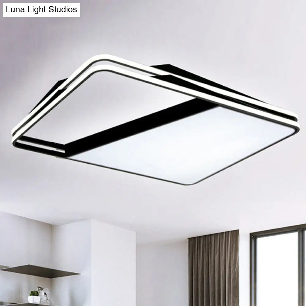 DecorBites™ DecorBites™ Modern Splicing Trapezoid Flush Ceiling Light - Metal LED Fixture in White/Warm Light, 23.5"/35.5" Wide