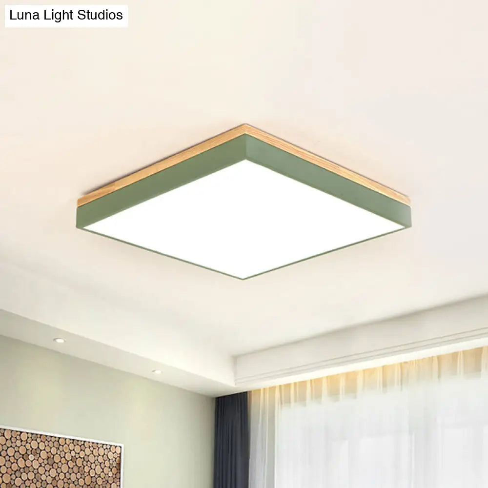 DecorBites™ DecorBites™ Modern Square Flush Mount LED Green Ceiling Lamp - 12"/16"/19.5" Wide - Acrylic Diffuser