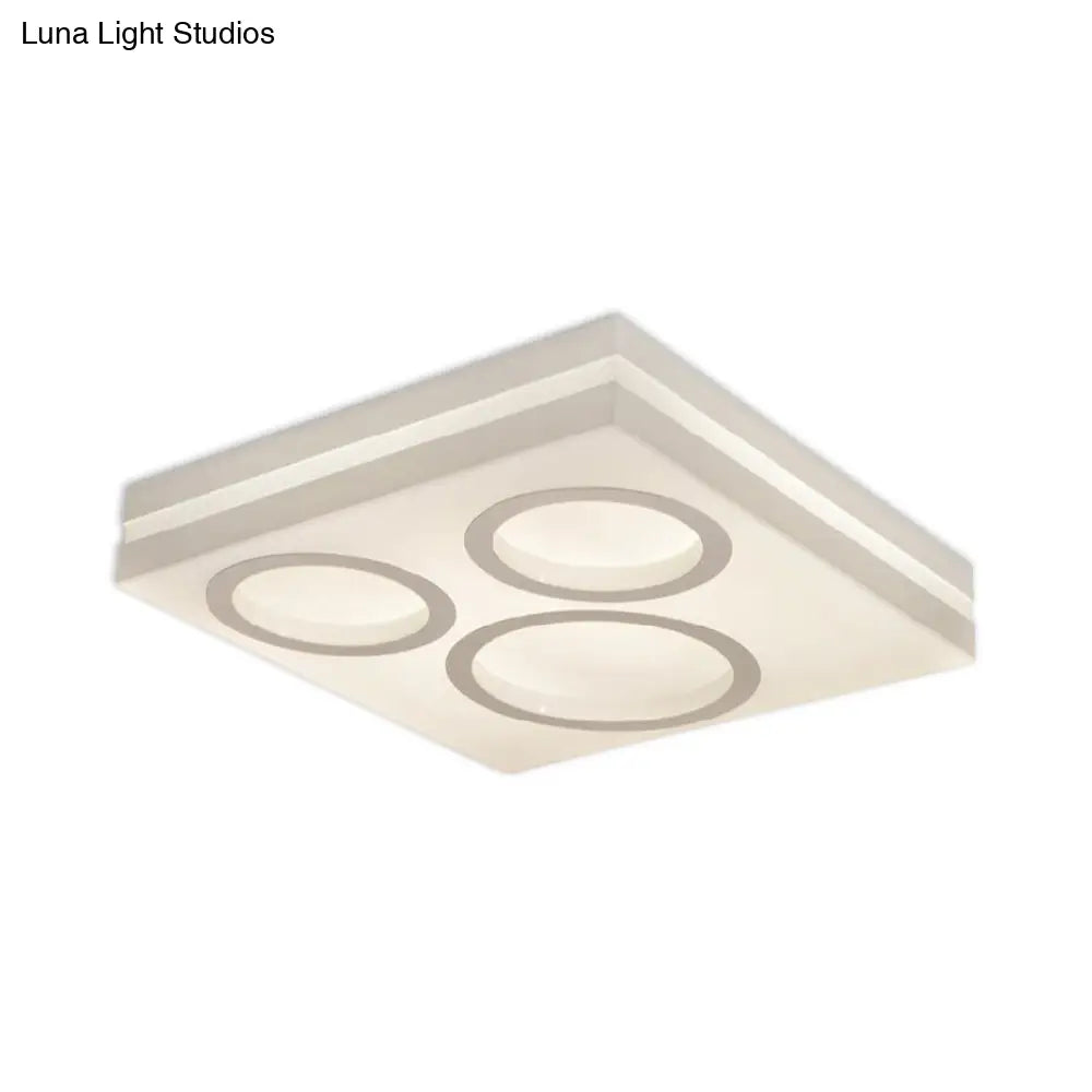 DecorBites™ DecorBites™ Modern Square LED Ceiling Light with Circular Pattern, Acrylic White Finish - Ideal for Living Room and Bedroom