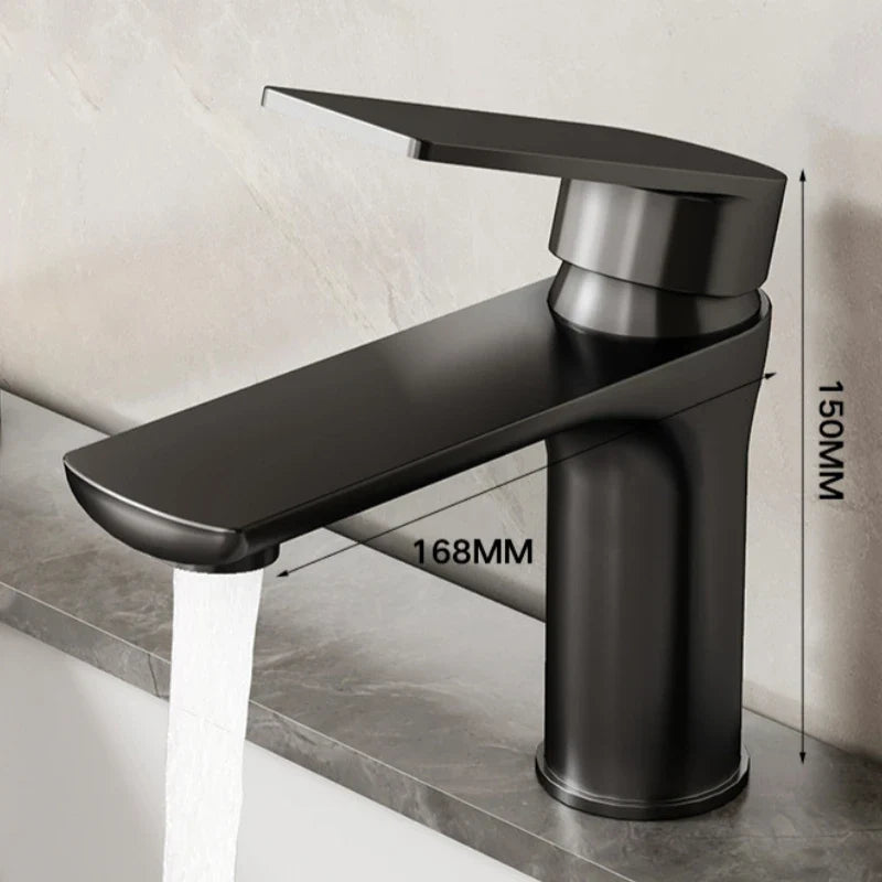 Modern Stainless Steel Bathroom Sink Faucet - Black without pipe