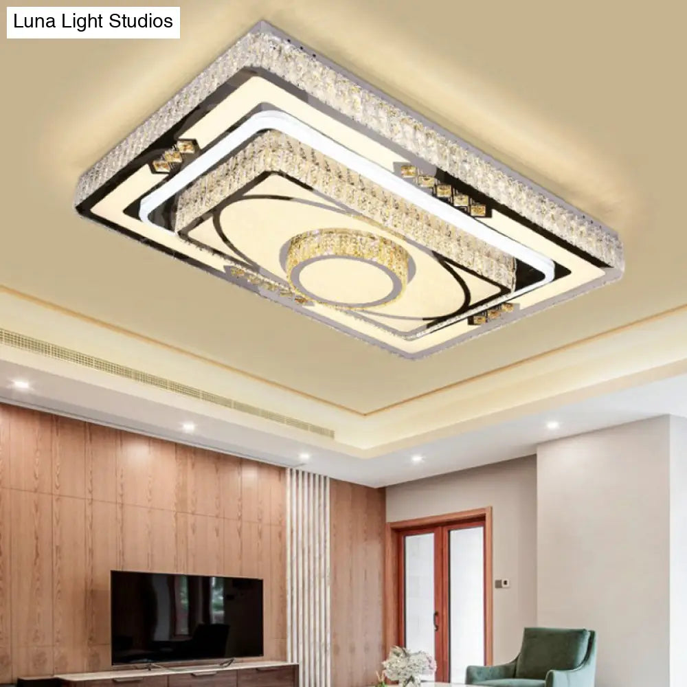 DecorBites™ DecorBites™ Modern Stainless Steel LED Flush Ceiling Light with Clear Crystal Layers for Living Room