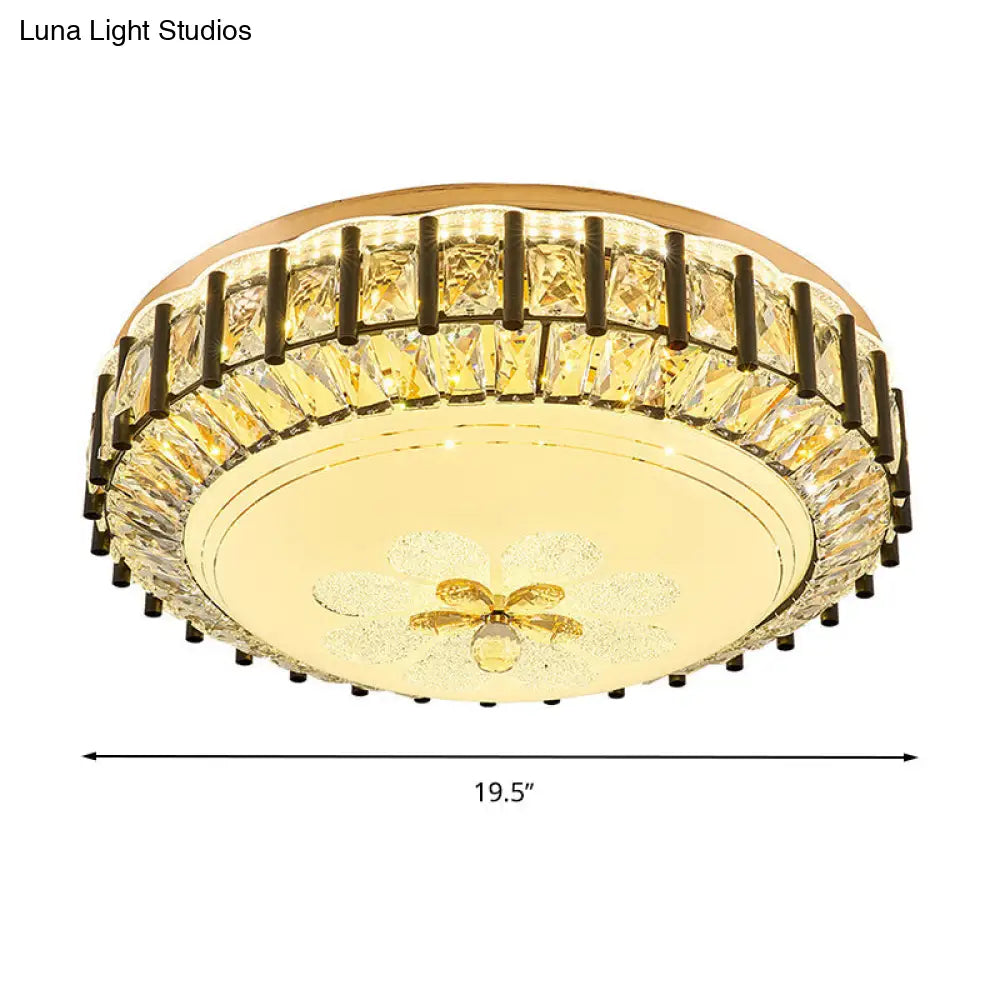 DecorBites™ DecorBites™ Modern Style Black Gear Ceiling Lamp with LED Faceted K9 Crystal Flush Mount Fixture - 3rd Gear