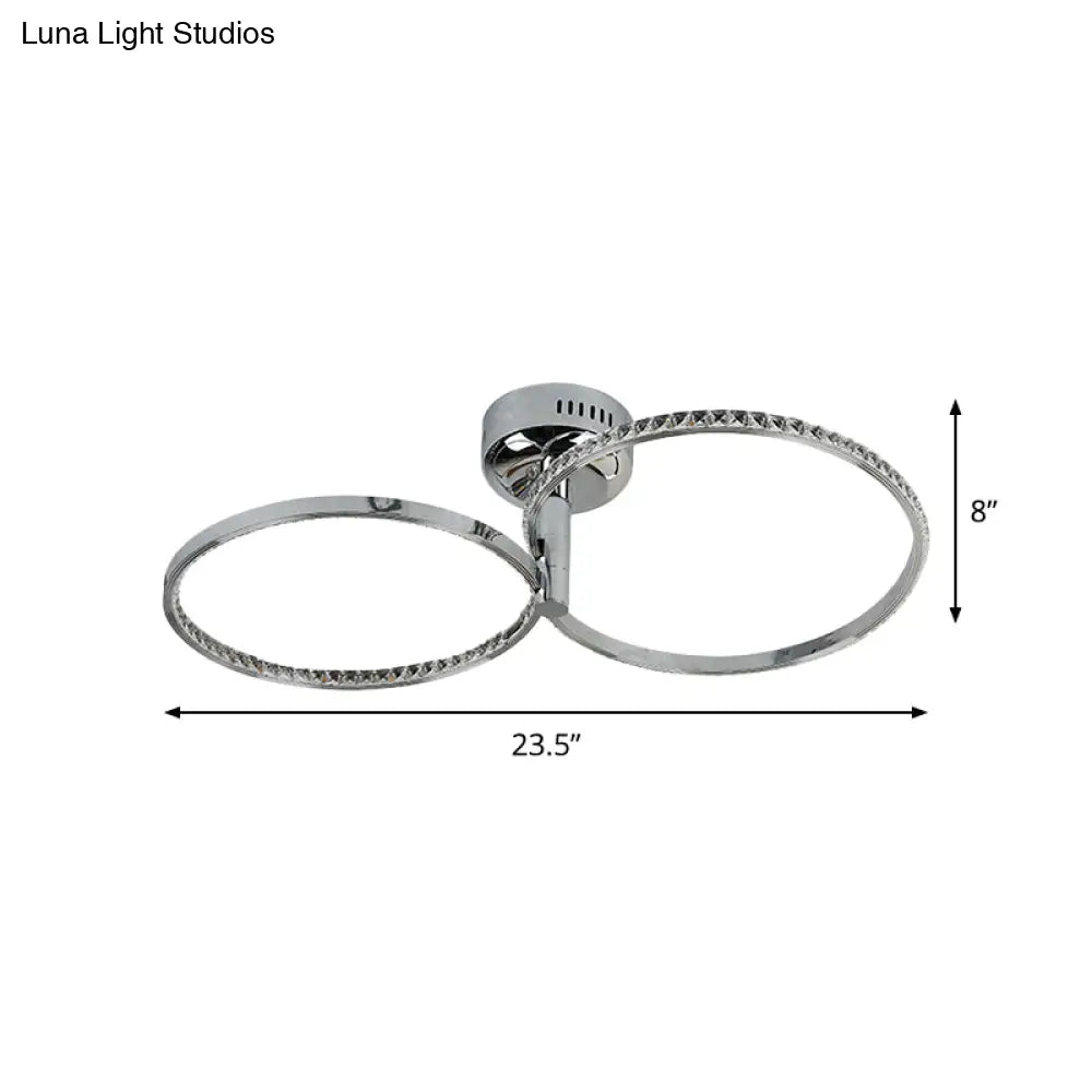 DecorBites™ DecorBites™ Modern Style LED Ceiling Mount with Metallic Hoop Design, Stainless-Steel Finish, Warm Light