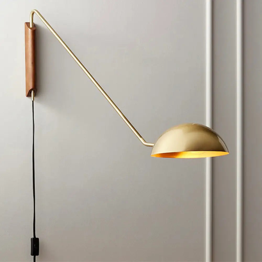 DecorBites™ DecorBites™ Modern Wall Mounted Reading Lamp: Single Task Dome Plug-in Light with Metal Shade