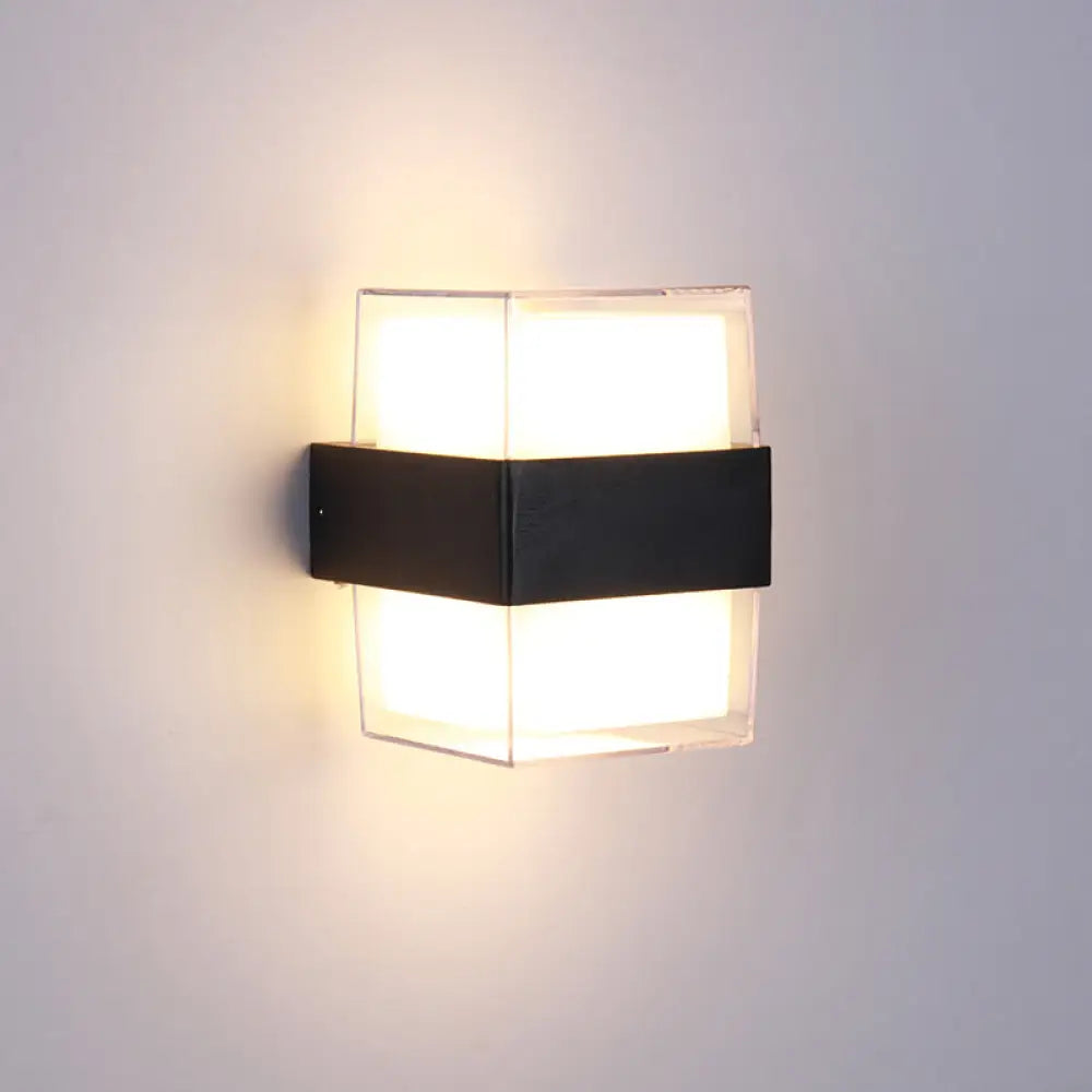 DecorBites™ DecorBites™ Modern White and Black Cuboid Box LED Acrylic Wall Sconce Light for Bedside in Warm/White