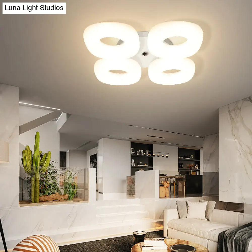 DecorBites™ DecorBites™ Modern White Flush Ceiling Light Set - 3/4 Head LED Fixture for Living Room & Bedroom