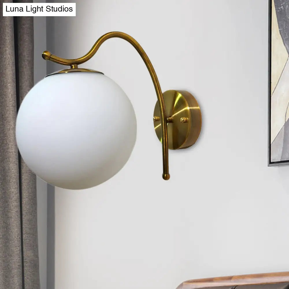 DecorBites™ DecorBites™ Modern White Glass Ball Wall Lamp with Gold Sconce Light Fixture