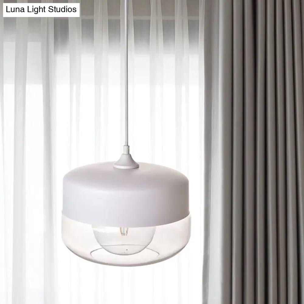 Modern White Glass Pendant Light for Bedroom With Elegant Ceiling Suspension