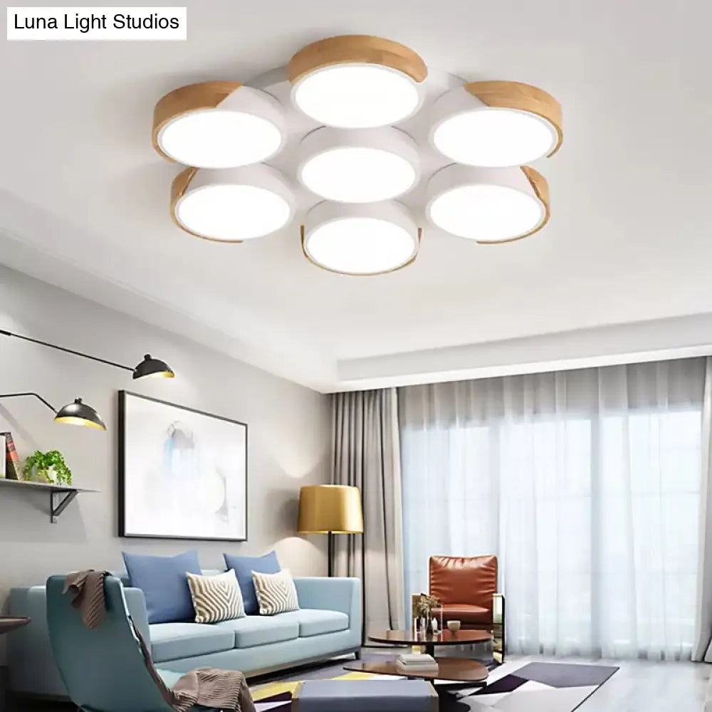 DecorBites™ DecorBites™ Modern White/Green Round Flush Ceiling Light with Stylish Metal Finish - 3/7 Heads Ceiling Lamp for Living Room