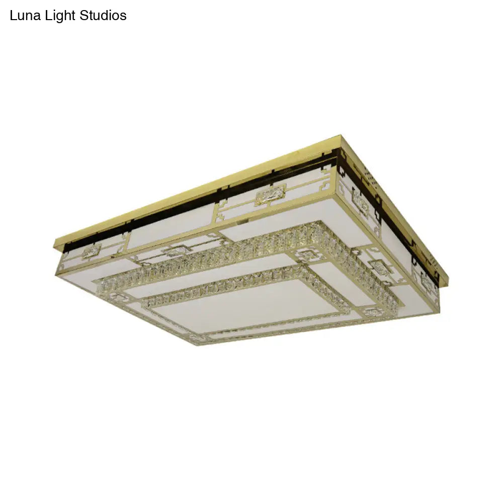 DecorBites™ DecorBites™ Modern White LED Ceiling Flush Mount Light with Clear Beveled Crystal Blocks