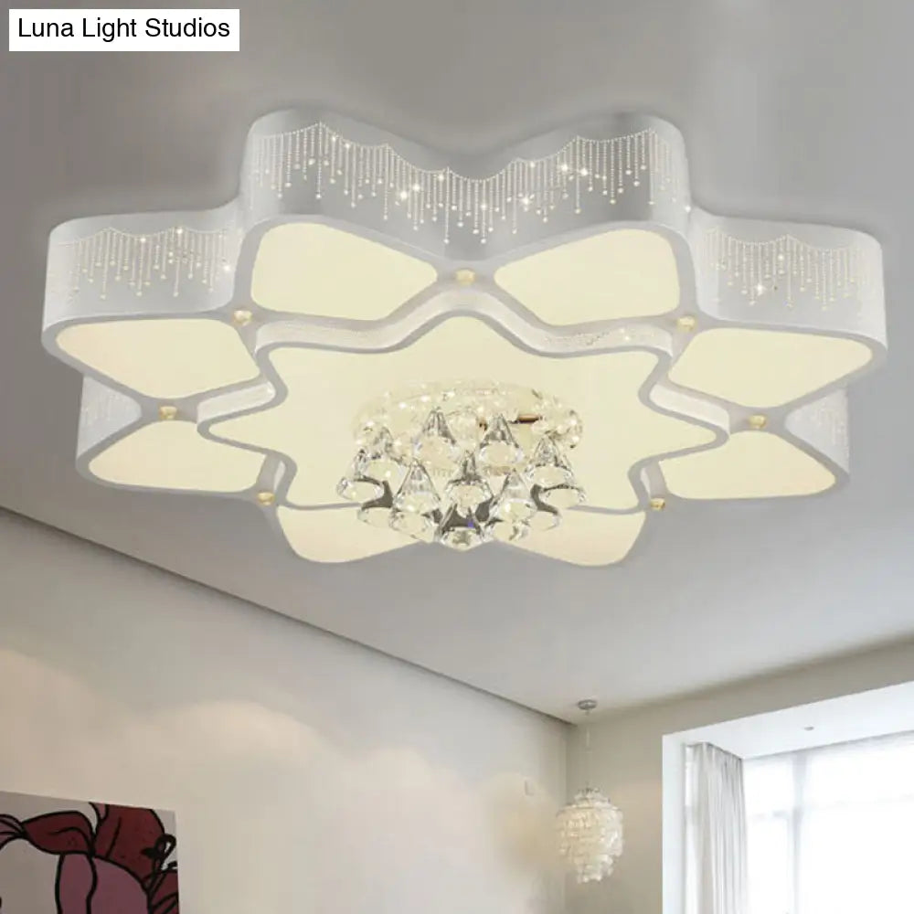 DecorBites™ DecorBites™ Modern White LED Flower Crystal Ceiling Lamp – 21"/24.5"/31.5" Flush Mount for Living Room