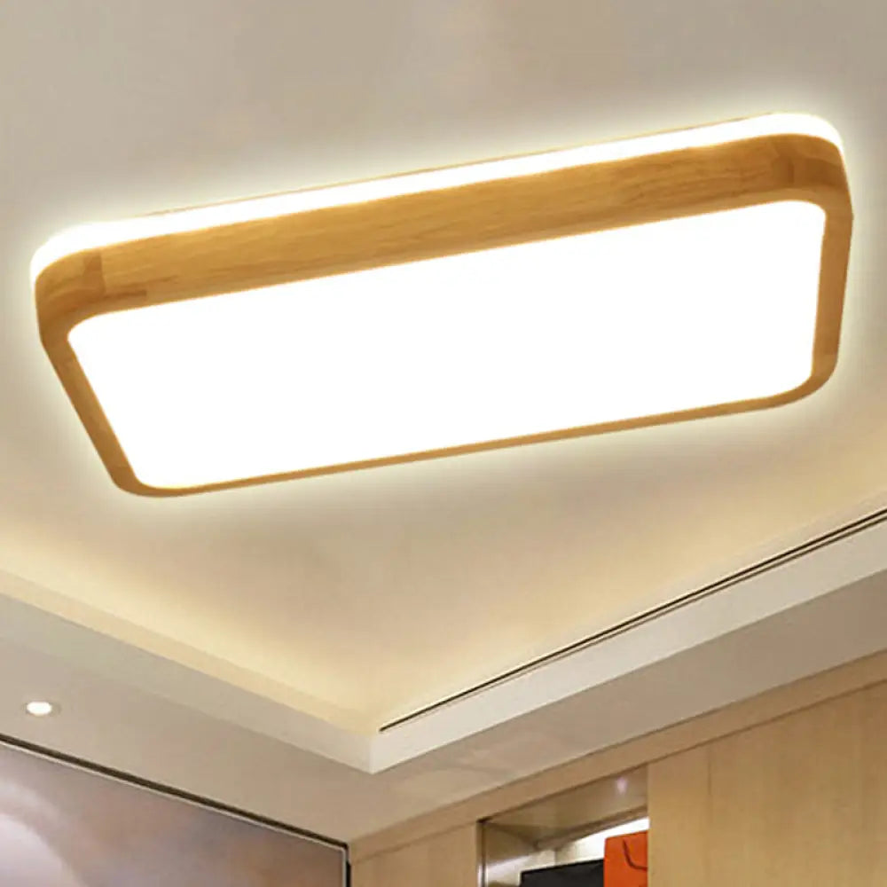 DecorBites™ DecorBites™ Modern Wood Flush Mount LED Lamp with Frosted Diffuser - Beige, Natural Light, Multiple Sizes