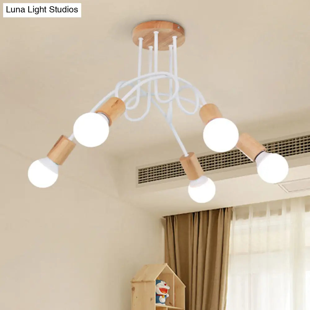 DecorBites™ DecorBites™ Modern Wood Semi Flush Mount Ceiling Light with Twisted Design for Bedroom
