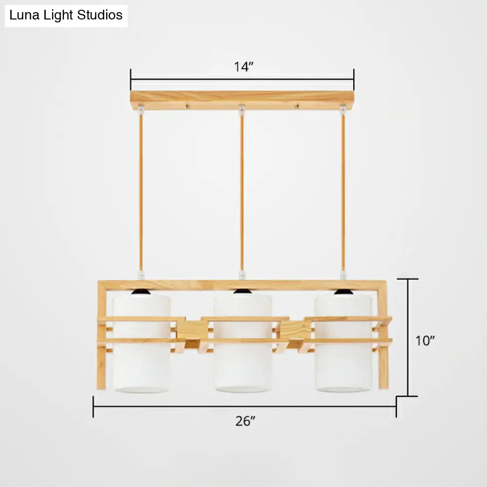 ديكوربايتس™ مصباح معلق خشبي حديث بثلاث لمبات مع غطاء أسطواني من القماش