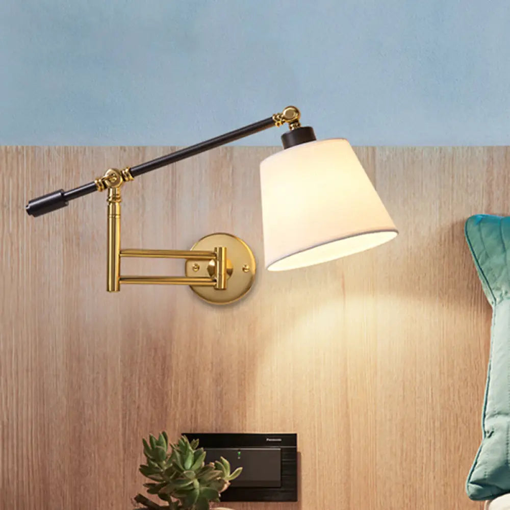 DecorBites™ DecorBites™ Modernist 1-Light Metallic Wall Light Fixture with Adjustable Shade - Black/White Wall Mount Lamp