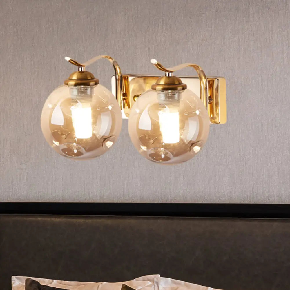 DecorBites™ DecorBites™ Modernist Bubbly Wall Sconce in Amber/Smoke Gray Glass - Drawing Room Light, Wall Mounted - Black/Gold