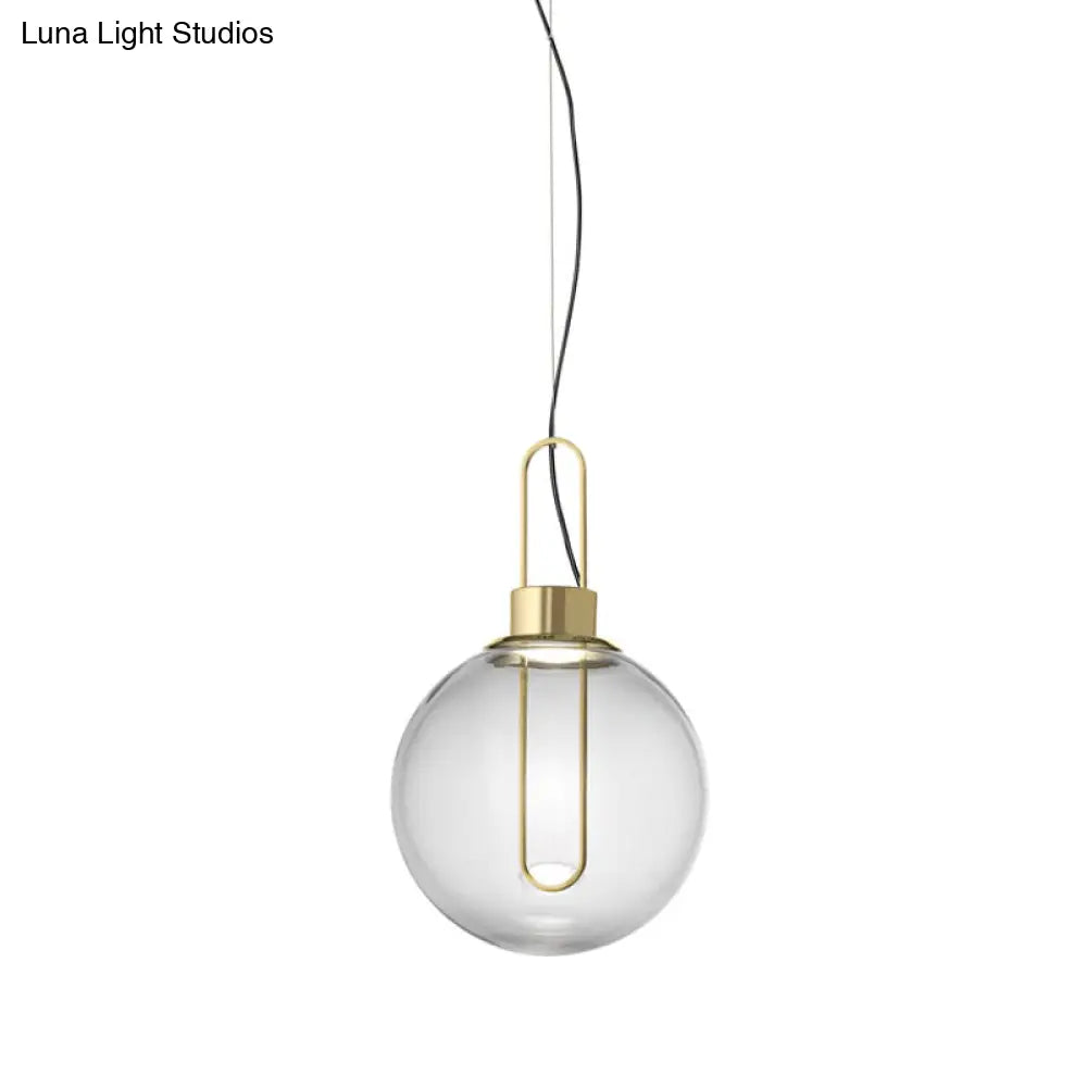 Lámpara de techo colgante esférico de cristal transparente modernista con 1 luz en dorado/cromo/oro rosa e iluminación blanca.