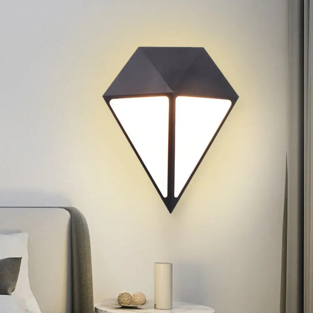 DecorBites™ DecorBites™ Modernist Diamond LED Sconce Light Fixture - Metallic Wall Mount Lamp in Black - Multiple Light Options