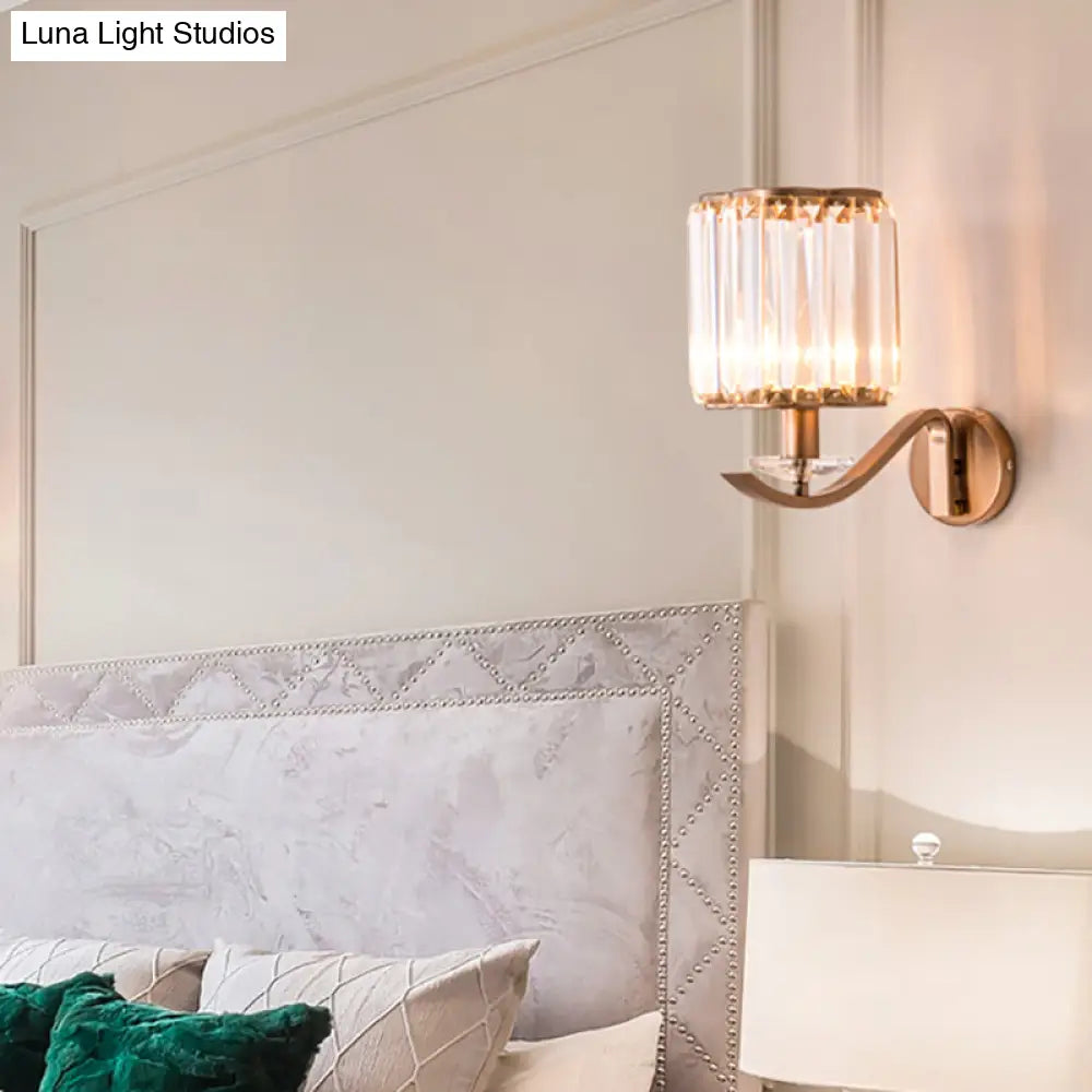 DecorBites™ DecorBites™ Modernist Faceted Crystal Wall Mount Light with Cylinder Shade in Copper - 1 Light Fixture