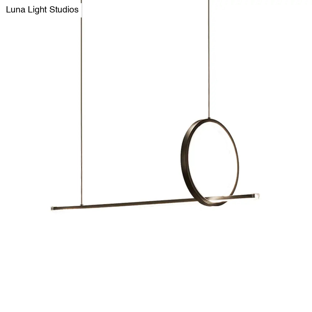DecorBites™ Modernist Linear and Ring LED Island Chandelier in Black for Dining Room