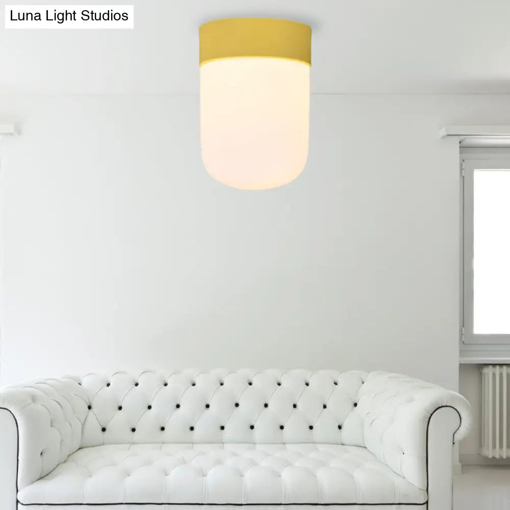 DecorBites™ DecorBites™ Modernist Metal & Frosted Glass Flush Mount Light - Pink/Gray Ceiling Lighting