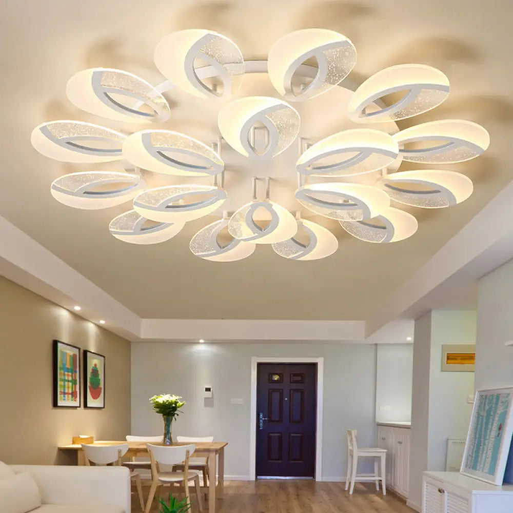 DecorBites™ DecorBites™ Modernist Petal LED Ceiling Light Fixture - Acrylic, White Semi Mount Lighting for Bedroom (5/9/18-Light)
