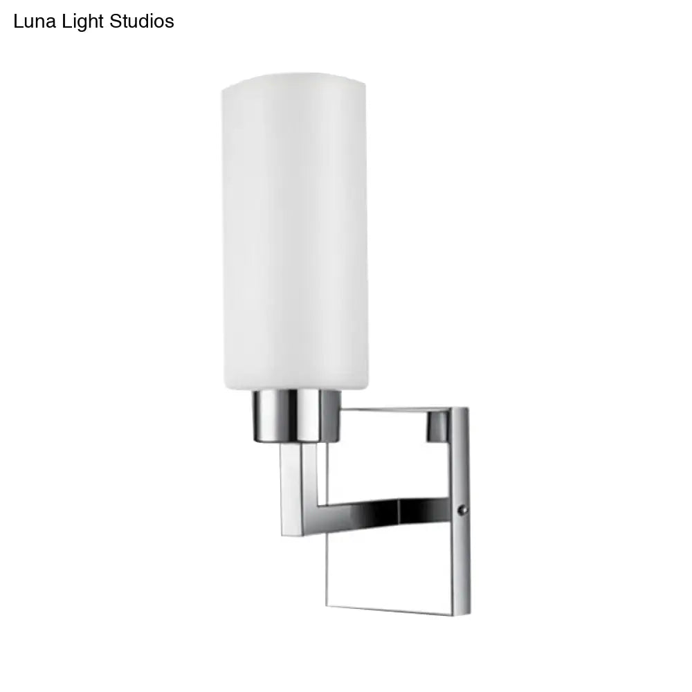 DecorBites™ DecorBites™ Modernist Rectangular Milk Glass Wall Sconce - 1 Light Chrome Fixture for Office