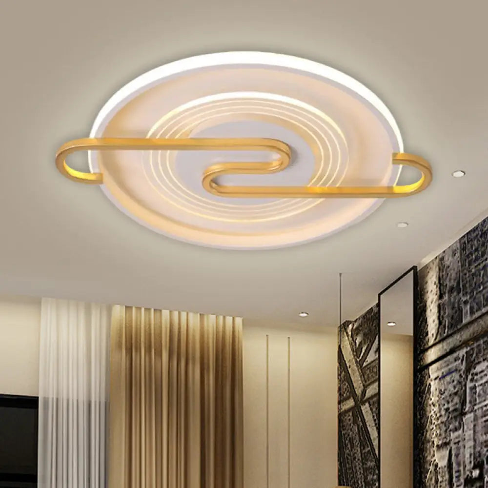 DecorBites™ DecorBites™ Modernist Round Metal Flushmount Ceiling Light in Gold - 16.5"/20.5"W - LED, Warm & White Light