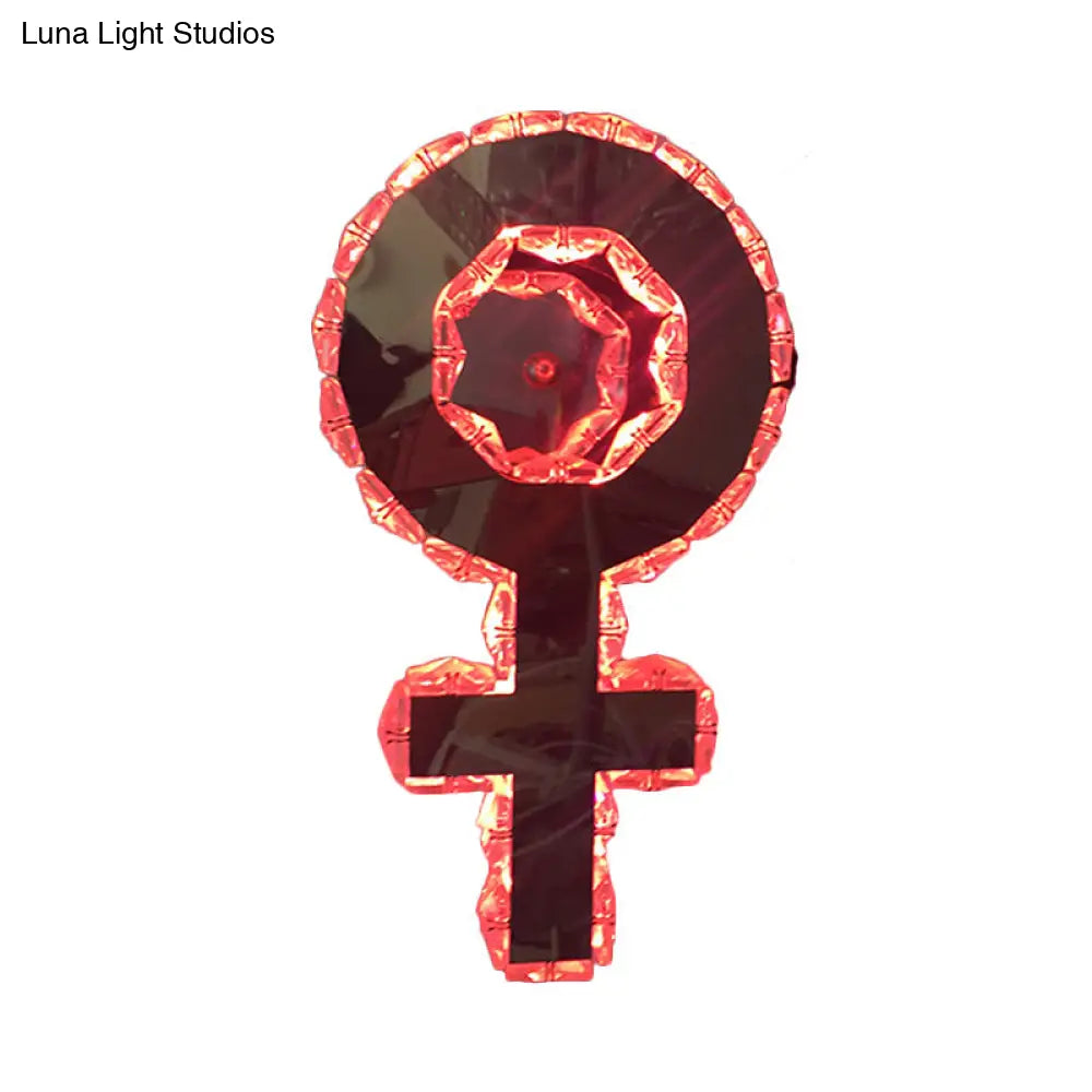 DecorBites™ DecorBites™ Modernist Style Crystal LED Bedroom Wall Sconce Light with Nickel Girl Logo